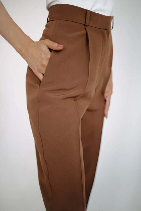 Etanna I High-Waisted Trousers Chocolate