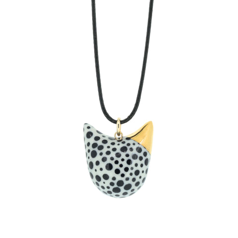 CJ·314 | Cat Necklace With Golden Ear Marble