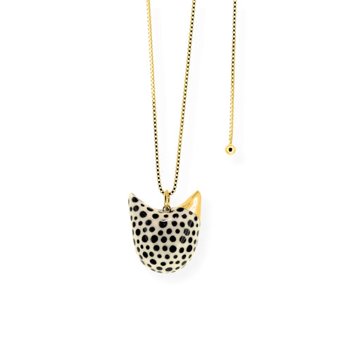 CJ·314 | Cat Necklace With Golden Ear Marble