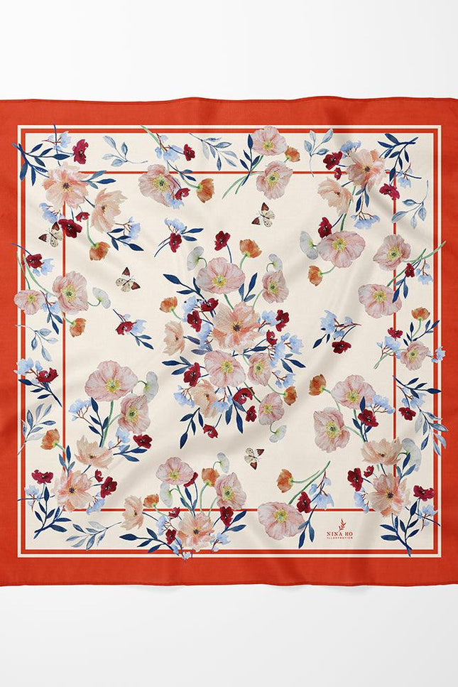 Nina Ho | Poppy Valley Double-Sided Silk Scarf