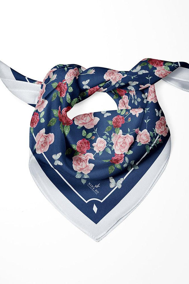 Nina Ho | French Rose Double-Sided Silk Scarf