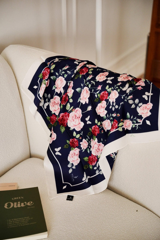 Nina Ho | French Rose Double-Sided Silk Scarf