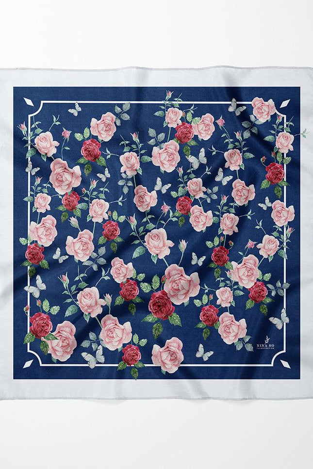 Nina Ho | French Rose Double-Sided Silk Scarf