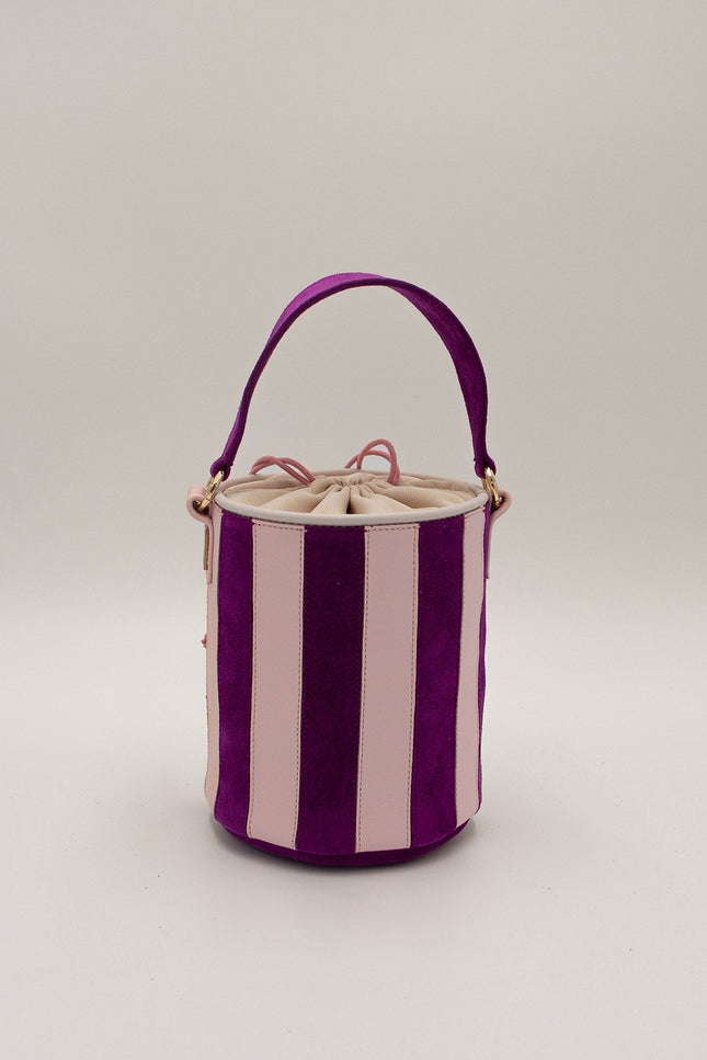 bolso de piel de rallas purple piel ante y napa vacuno