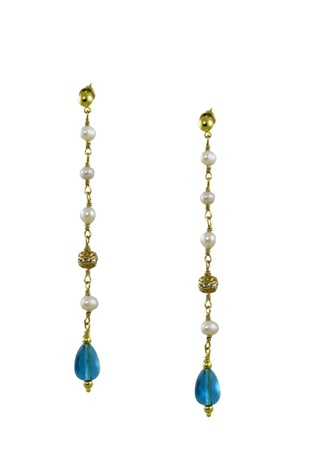 Maria Moyseos | Drop Earrings VIRGINIA Pearl and Swarovski