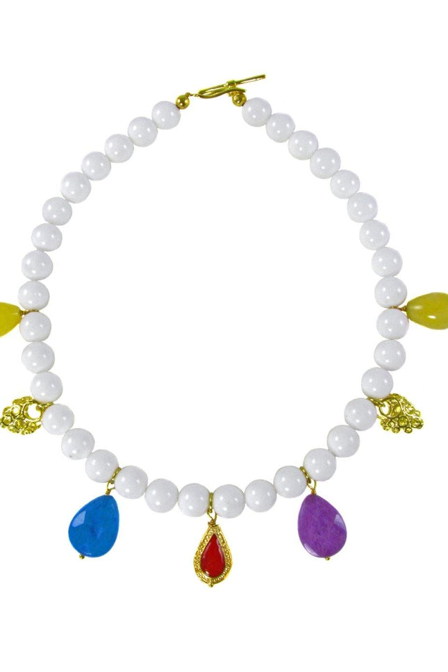 Maria Moyseos | ARIA White short Necklace with charms