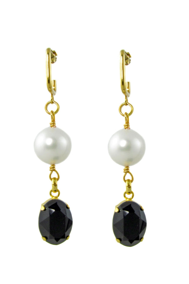 Maria Moyseos | NONI White pearl and Black swarovski stone