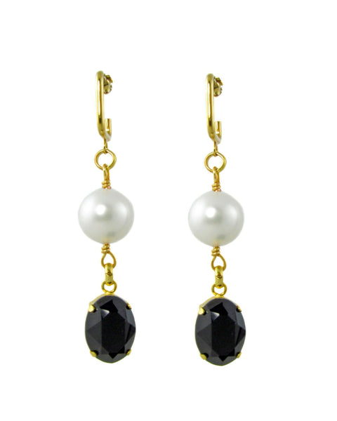 Maria Moyseos | NONI White pearl and Black swarovski stone