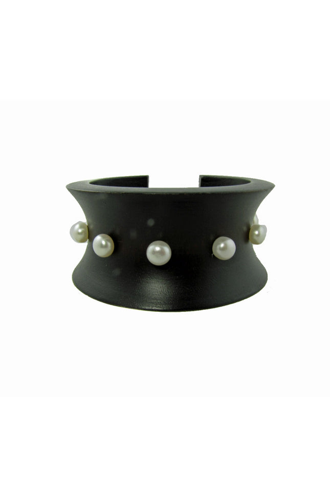 Maria Moyseos | KLELIA Wooden cuff bracelet with pearls
