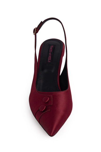 Sottovoce Pantofi Slingback din Satin Bordeaux