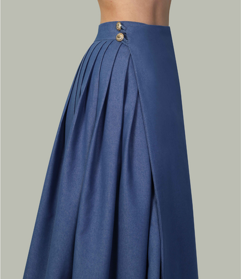 Muda Clothing | Wide Leg Culotte Trousers Rachel blue