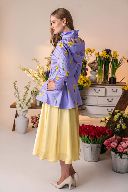 Lightweight lilac waterproof spring coat for women