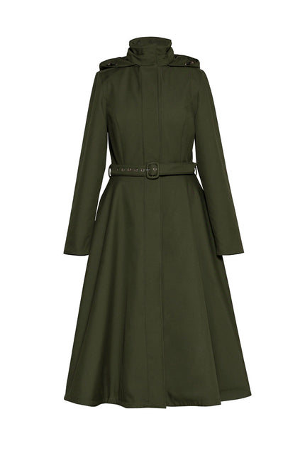 RainSisters | Green Fit and Flare Winter Coat | Moss In Winter
