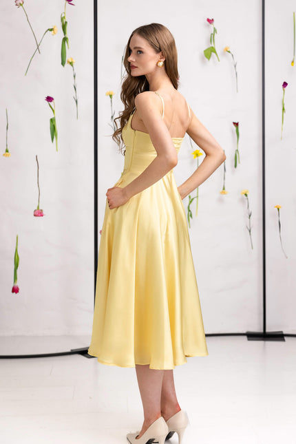 RainSisters | Fit and Flare Dress in Yellow | Vanilla Sunbeam