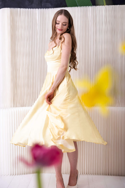 RainSisters | Fit and Flare Dress in Yellow | Vanilla Sunbeam