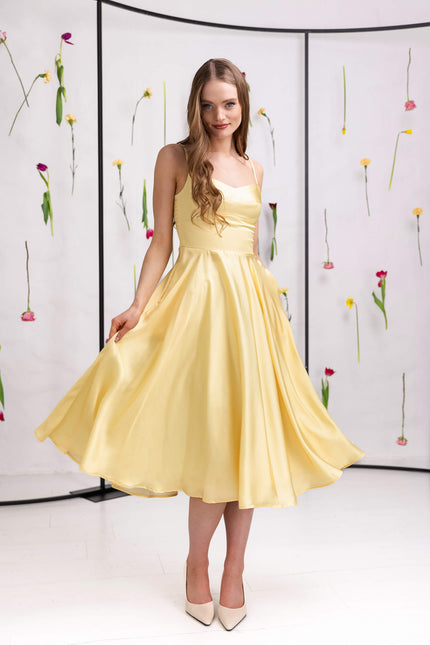 RainSisters | Fit and Flare Dress in Yellow | Vanilla Sunbeam