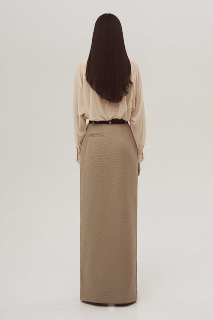 Viscose oversized  biege shirt with pocket.