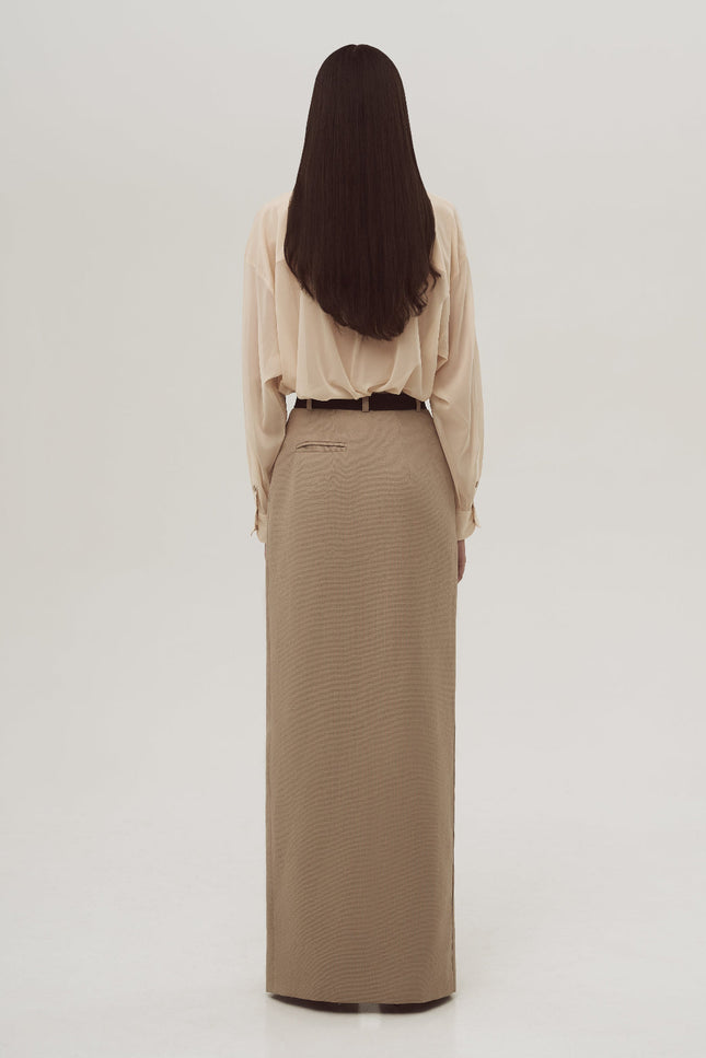 Viscose oversized  biege shirt with pocket.