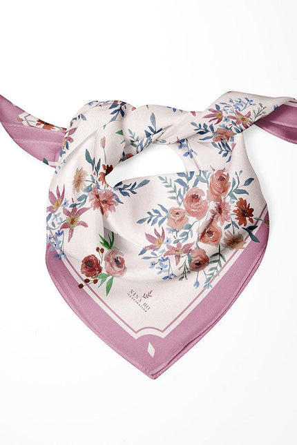 Ranunculus Silk Scarf - Bridal & Wedding Gift - Pink Purple