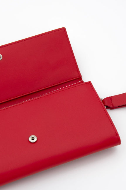 Absurde | PARKING Red Leather bifold wallet with white car