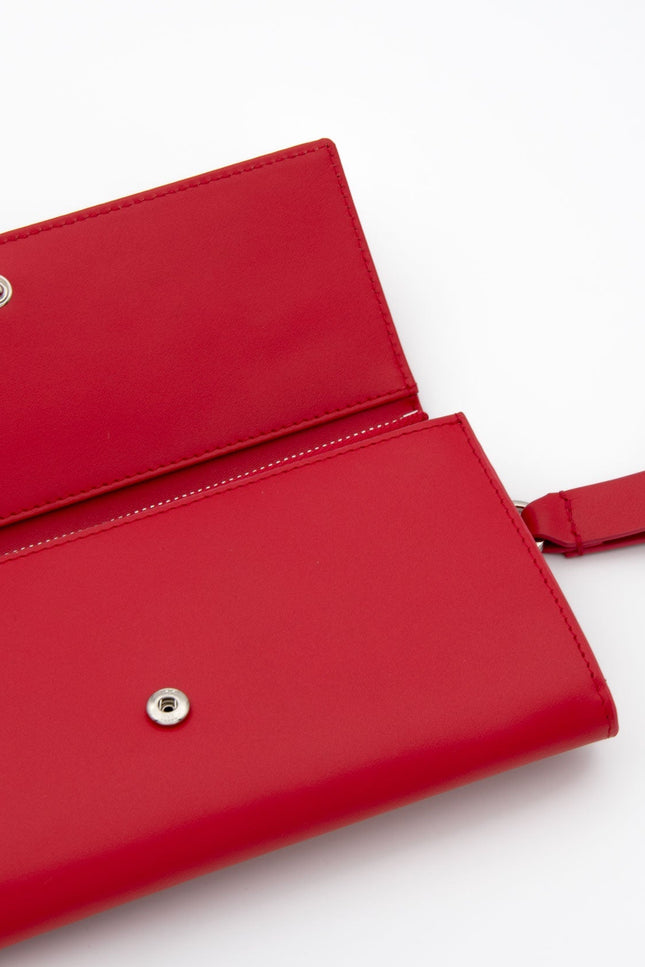 Absurde | PARKING Red Leather bifold wallet with white car