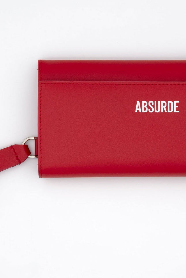 Absurde | PARKING Red Leather bifold wallet with white car