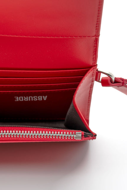 Absurde | PARKING Red Leather bifold wallet with white car