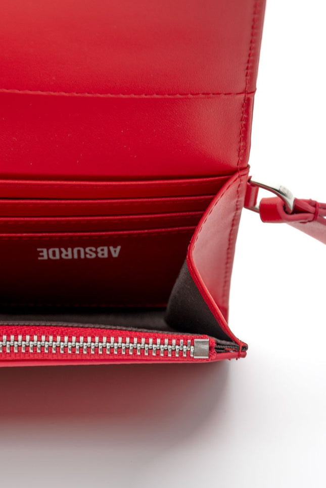 Absurde | PARKING Red Leather bifold wallet with white car