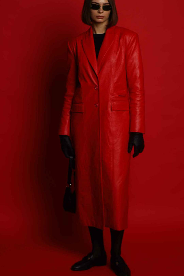 BÚDZIKO | MAROON ECO LEATHER COAT