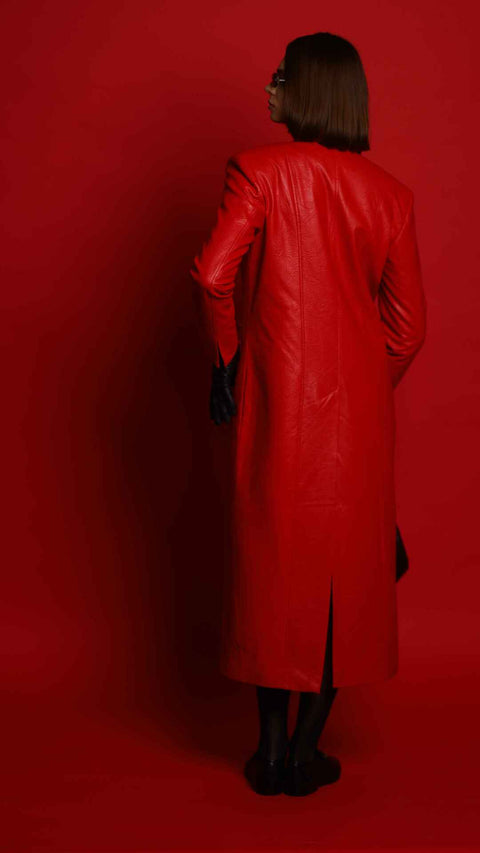 BÚDZIKO | MAROON ECO LEATHER COAT