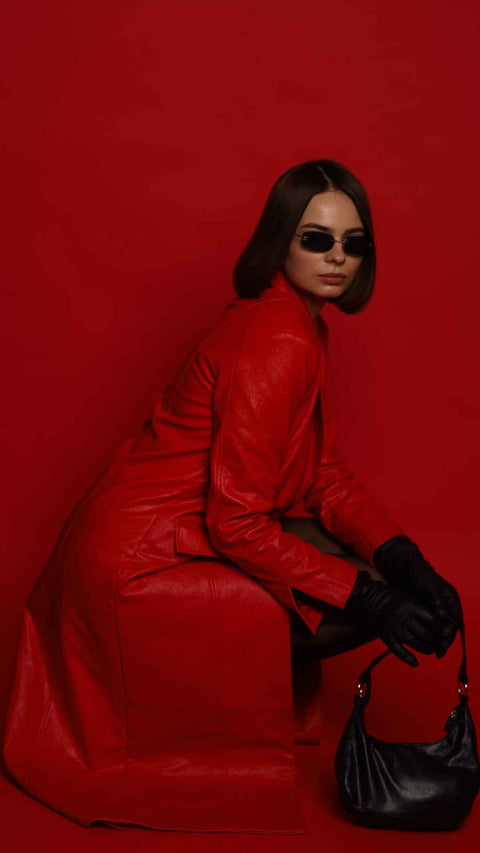 BÚDZIKO | MAROON ECO LEATHER COAT