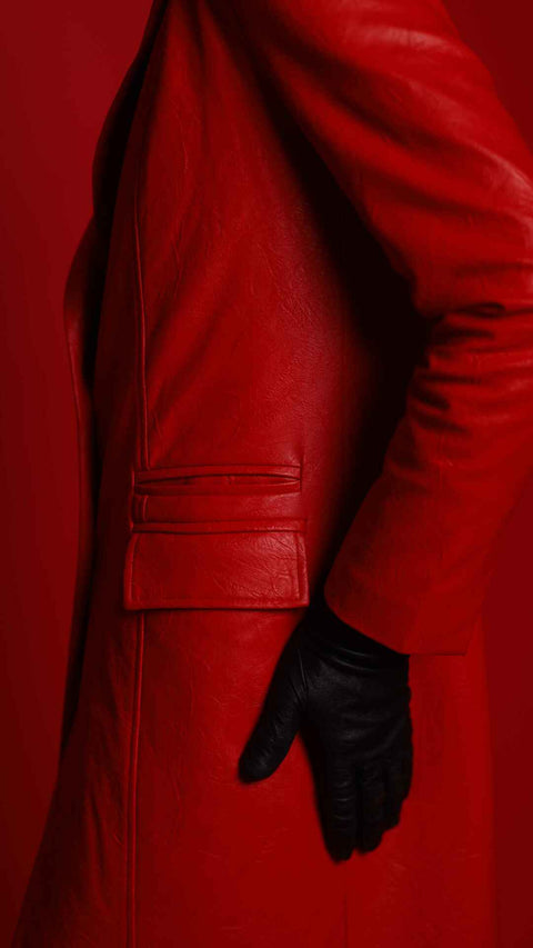 BÚDZIKO | MAROON ECO LEATHER COAT