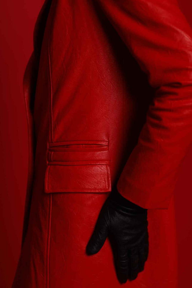 BÚDZIKO | MAROON ECO LEATHER COAT