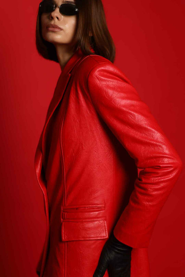 BÚDZIKO | MAROON ECO LEATHER COAT