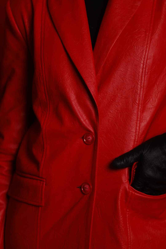 BÚDZIKO | MAROON ECO LEATHER COAT