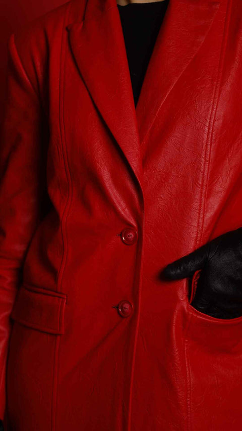 BÚDZIKO | MAROON ECO LEATHER COAT