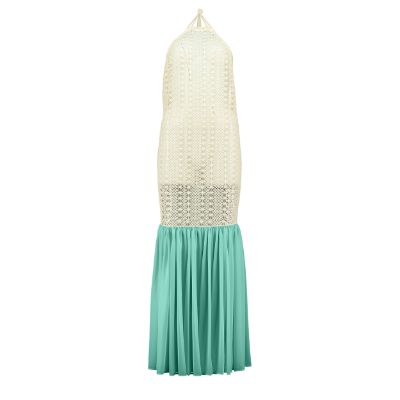 Relax baby be cool | Crochet Maxi dress sand and green