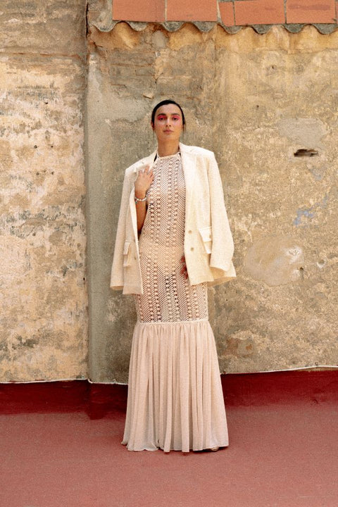 Relax baby be cool | Crochet Maxi dress sand