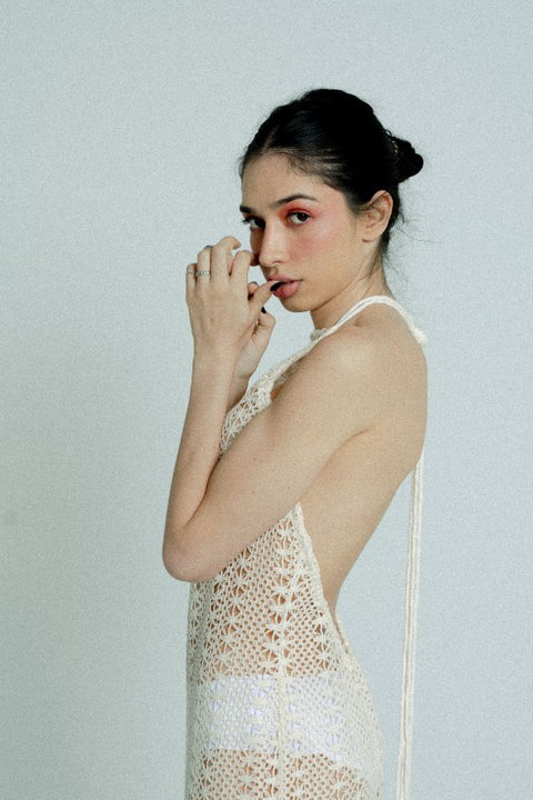 Relax baby be cool | Crochet Maxi dress sand and green