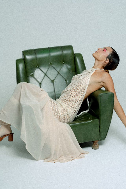 Relax baby be cool | Crochet Maxi dress sand