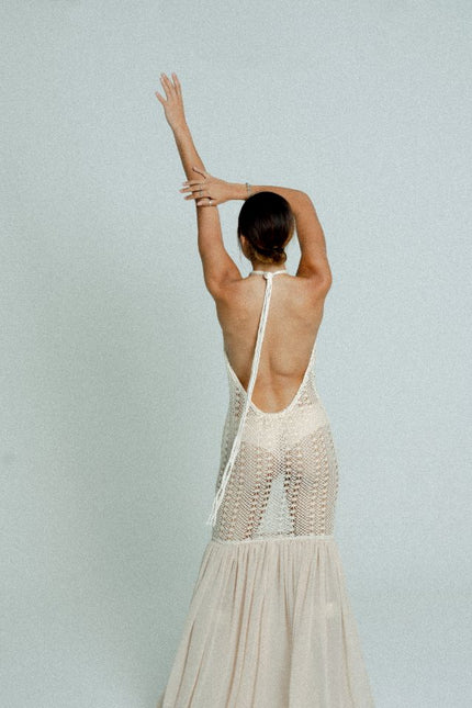 Relax baby be cool | Crochet Maxi dress sand