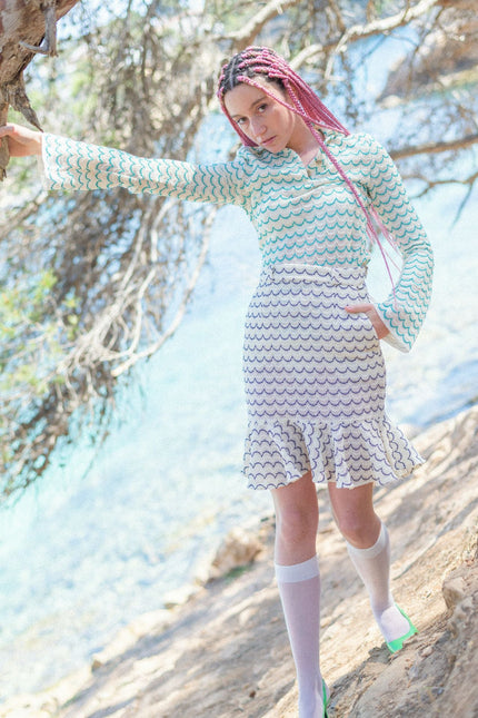 Relax baby be cool | High Waist Mini skirt with ruffled hem Marine