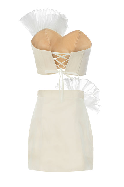 Petra Petrova | Pleated Detailed Crop Bustier And Skirt Set Rony