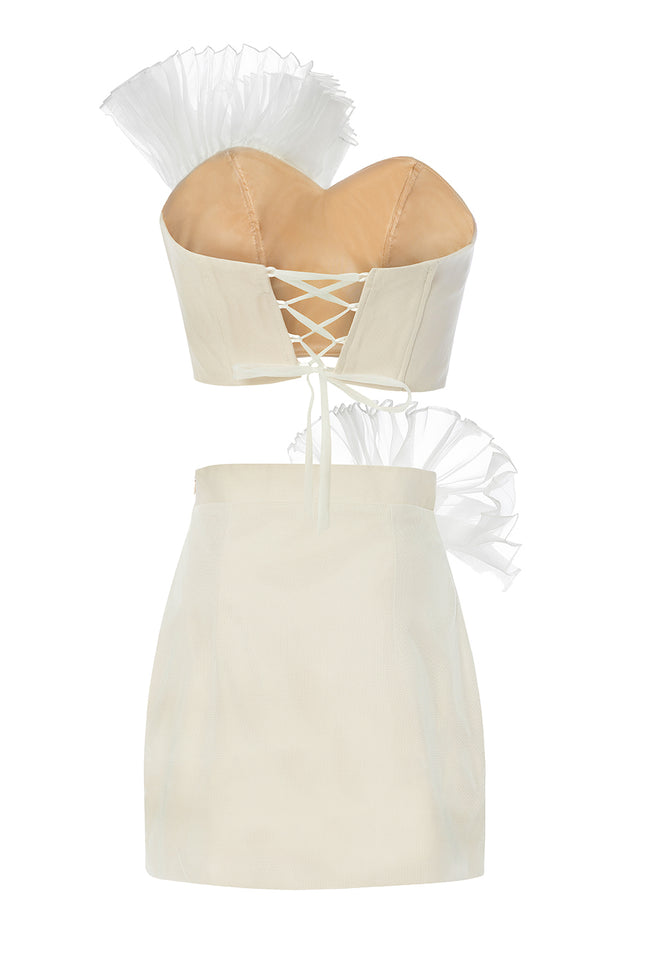Petra Petrova | Pleated Detailed Crop Bustier And Skirt Set Rony