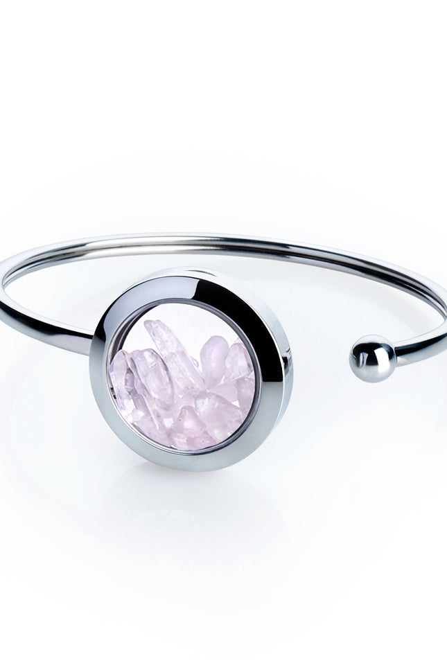 My Little Nature I Rose Quartz Cuff Bracelet – Handmade Stainless Steel Jewelry for Love and Self-Worth
