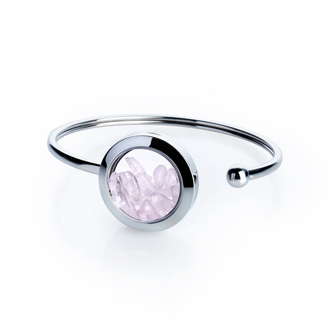 My Little Nature I Rose Quartz Cuff Bracelet – Handmade Stainless Steel Jewelry for Love and Self-Worth