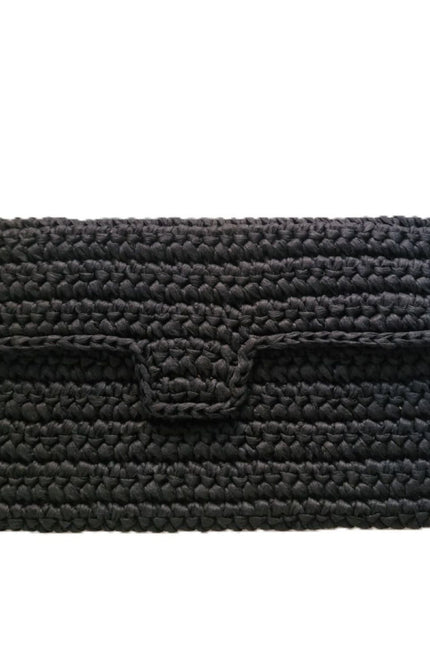 Springmoonatelier | Handwoven Raffia Clutch Wallet – Natural & Black