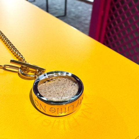 My Little Nature I Handmade Gold Plated Statement Necklace With Natural Beach Sand With Toggle Clasp