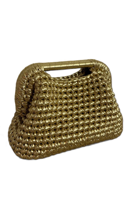 Springmoonatelier | Handmade Metallic Crochet Handbag – Statement Evening Bag