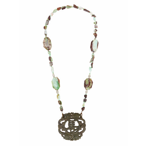 Bess Madrid I Satsuki Long Necklace In Jade & Chrysoprase